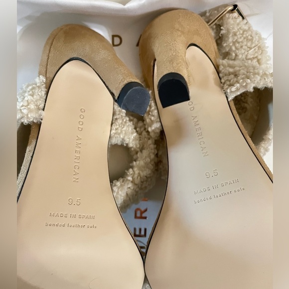 GOOD AMERICAN Faux Shearling Ankle Strap Sandals - Picture 12 of 15